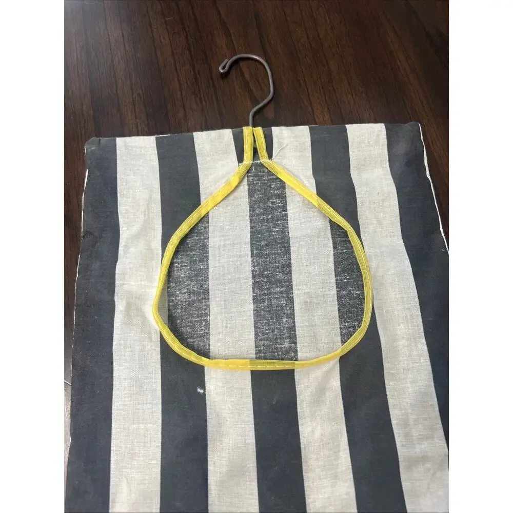 Vintage Black White Striped Clothespin Bag Hanging Laundry Organizer Tote
